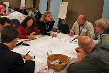 Charrette work group participants in discussion at Charrette for Southface New Office Building