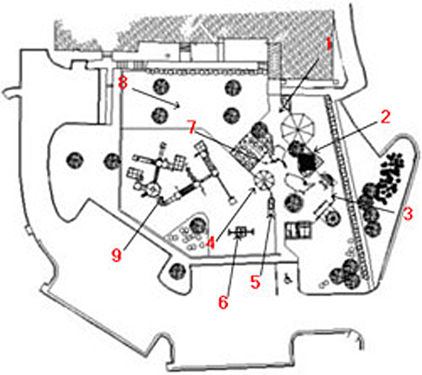 Numbered plan of Cary Woods Elementary School playground