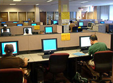 Side-by-side computer stations at Kent State University