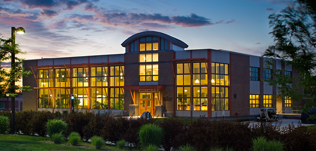 Panoramic view of the building exterior