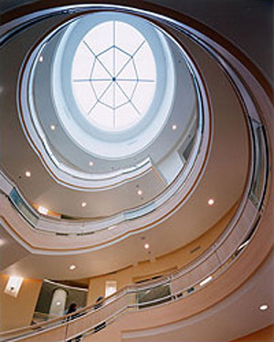 Staircase view in Eugene Public Library, Eugene, Oregon