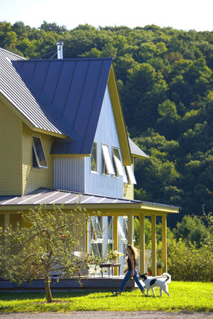 A photo of the side of the house from the outside.