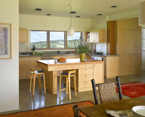 Photo through kitchen to living room.