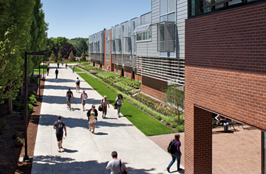 Pedestrian walkway along the Chemeketa Community College Health Sciences Complex