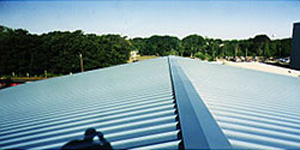 Close up photo example of a steep slope metal roof