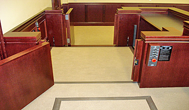 Lifts for accessibility into the jury box in a courtroom