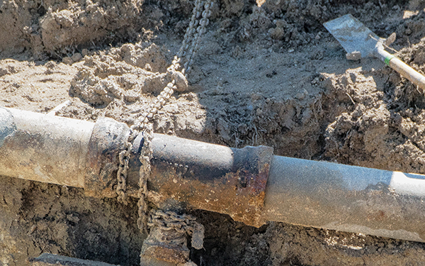 main water line section repair at Fort Hood, Texas