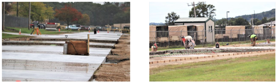 Photos 5 and 6: Reinforcing Doweling Between Roadway Sections (Road Repair Work at Ft McCoy) (Source: Scott Sturkol, Ft McCoy PAO)