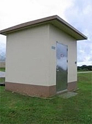 Small shed with a stainless steel dore per MDACS