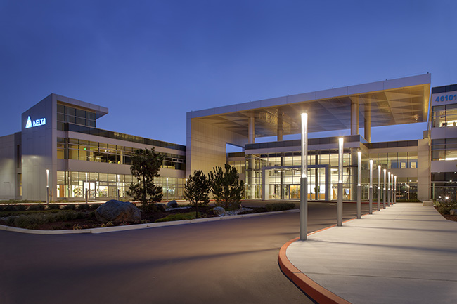 View of Delta Electronics (Americas) Headquarters at night