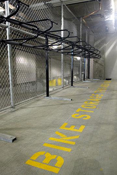 Secure bike storage area in garage