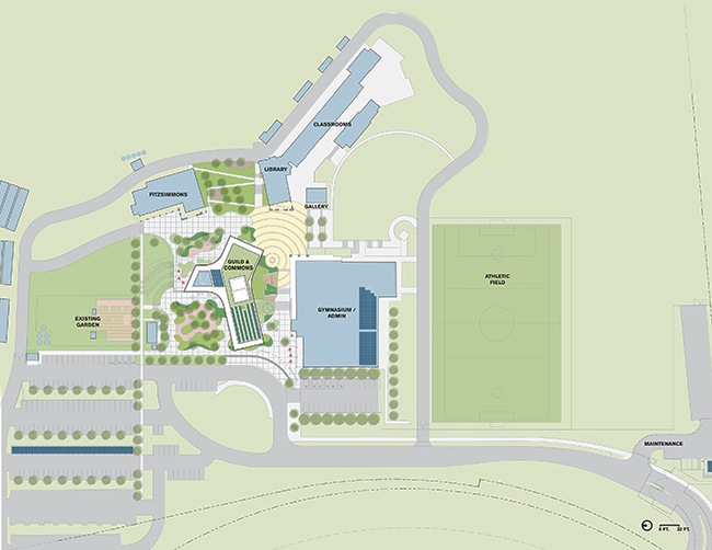 Site plan of Sonoma Academy's Janet Durgin Guild and Commons