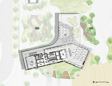 Upper floor plan of Sonoma Academy's Janet Durgin Guild and Commons