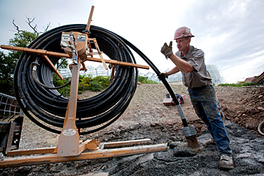 Installation of geothermal system at the Center for Sustainable Landscapes, Pittsburgh, PA