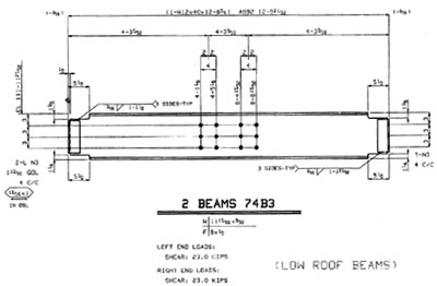 Fabrication shop drawing for a structural steel beam