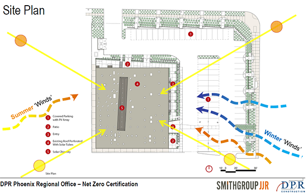 A diagram of the site plan at DPR Phoenix regional office