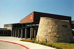 Elementary school with one of six rain harvesting above-ground cisterns