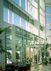 Interior of the Bayfront Medical Plaza's two-sided atrium-St. Petersburg, FL