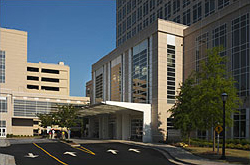 Exterior view of the Crawford Long Hospital's one sided conservatory atrium-Atlanta, GA