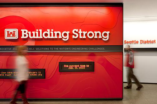 Lobby graphic reflecting USACE mission of