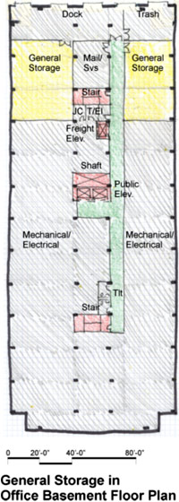 General storage in office basement floor plan