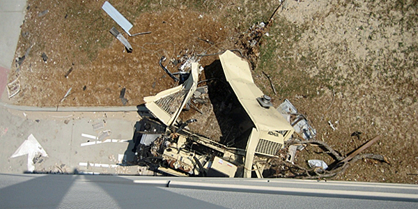 Emergency backup generator destroyed by storm surge during Hurricane Katrina