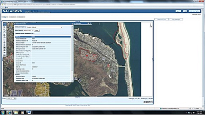 Screen shot of the NJ GIS sysem showing the Water Witch Historic District in Sea Bright, NJ