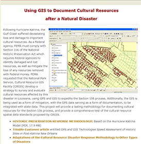 NPS Manual on using GIS to document cultural resources after a natural disaster