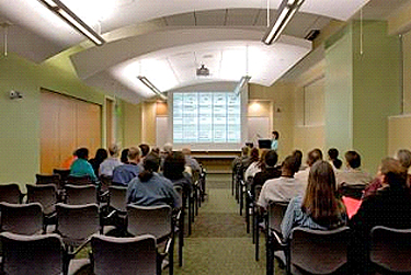 Conference room with varied light levels and task-specific lighting