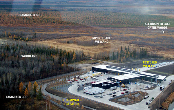 Warroad Land Port of Entry labled site and ecosystem