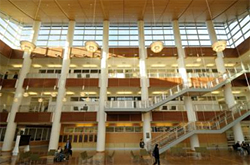 Example of architecture and lighting design featuring a three story atrium