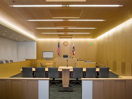 Typical Courtroom. View from spectator seating area.