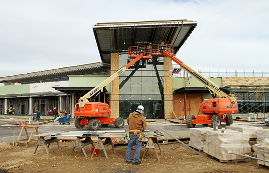 Entry canopy under construction