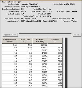 Sample Printout from NAIMA 3E Plus Program.