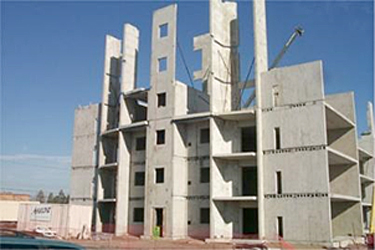precast concrete structure being assembled