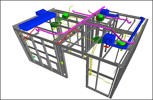 building information model of an off-site constructed hotel room