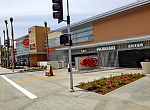 View from the street of the Sherman Oaks grocery store parking entrance