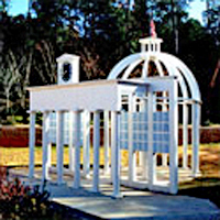 Custom-designed wooden playground structure of an abstract replica of Alabama's state capital