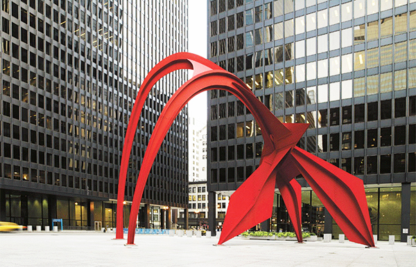 Flamingo, by Alexander Calder, in Federal Plaza, Chicago, Illinois
