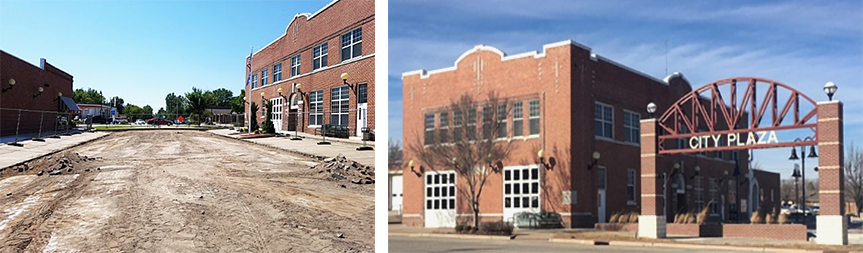 City Plaza in historic downtown Collinsville, Oklahoma