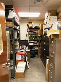 overcrowded supply closet