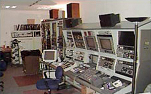 The audiovisual laboratory area at the John F. Kennedy Library and Museum featuring an editing console