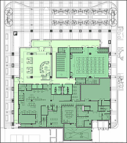 Floor plan of Des Plaines Public Library, Des Plaines, IL