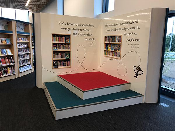 Reading stage in the Milton Public Library, Milton, Ontario