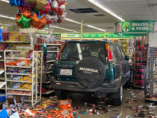 Vehicle crash in a Dollar Store in Chico, California