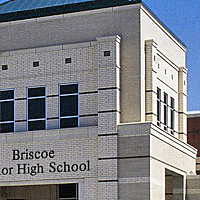 Exterior of Briscoe Junior High School, Texas featuring durable concrete masonry balances