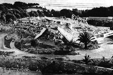 Photo of Saada Hotel after being destroyed by an earthquake-ground shaking damage-Agadir, Morocco, 1960