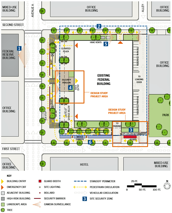 drawing of the final concept plan of single building renovation in an urban location