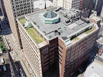Aerial view of green roof atop the Heinz 57 Center