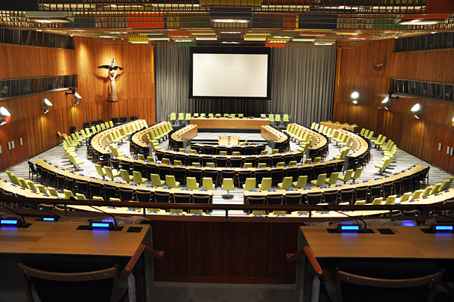The General Assembly room at the UN.